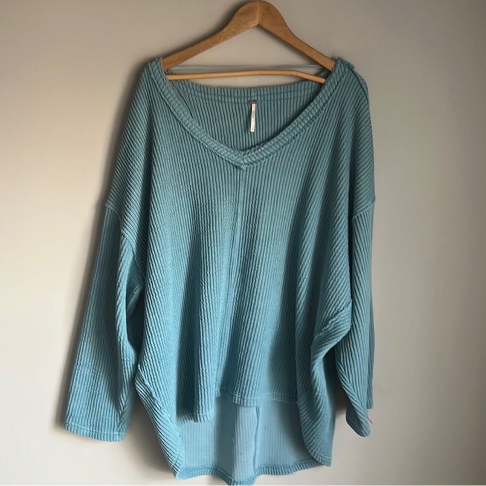 Free People Slouchy Oversized V Neck Tunic sweater top